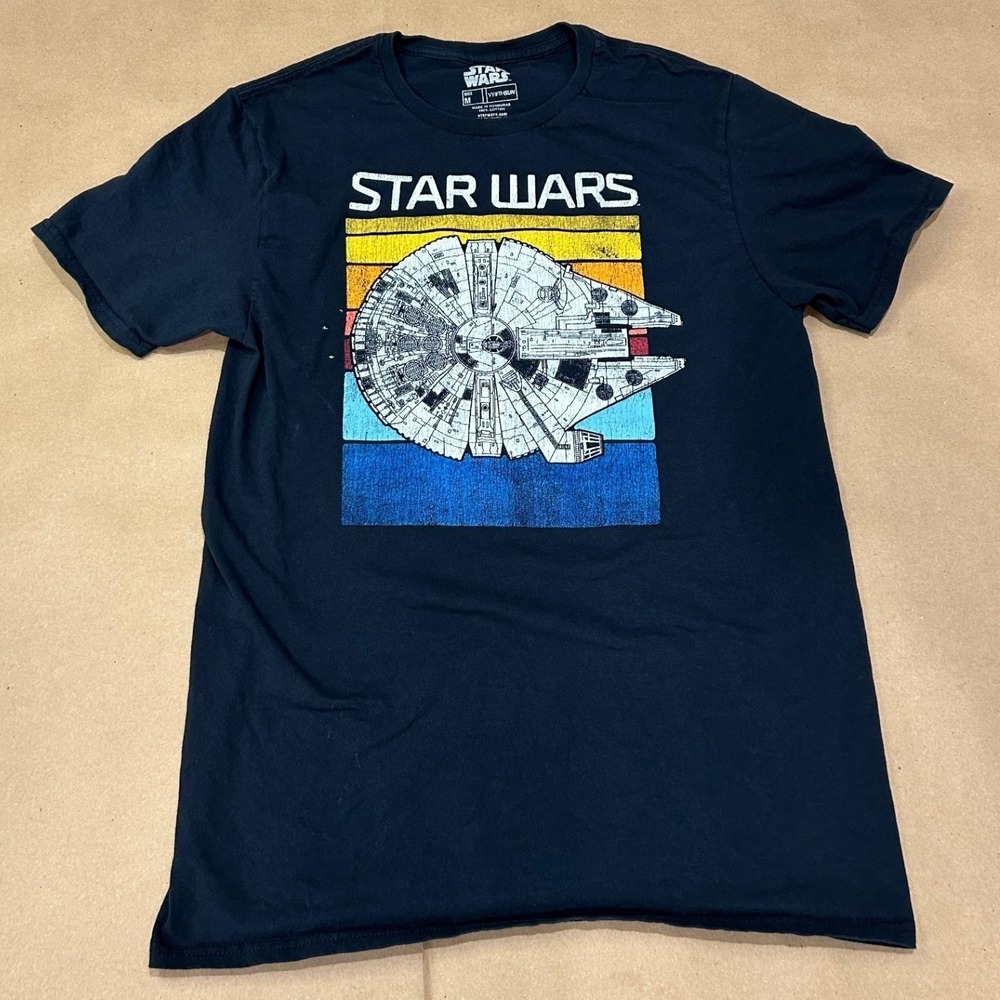 Fifth‎ Sun Black Star Wars Millennium Falcon Graphic Tee Mens Size Medium